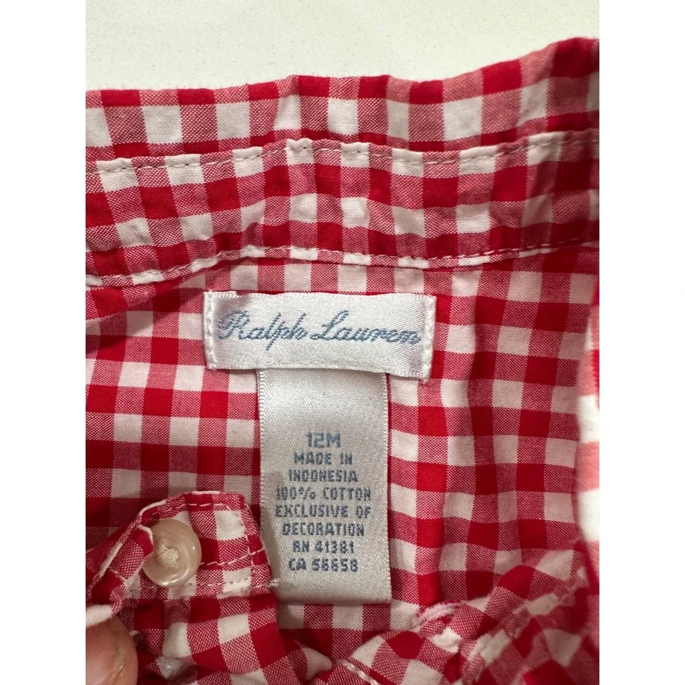 Ralph Lauren Old Navy Baby Boys Outfit Set Red Gingham Check Shirt Pants 12M‎